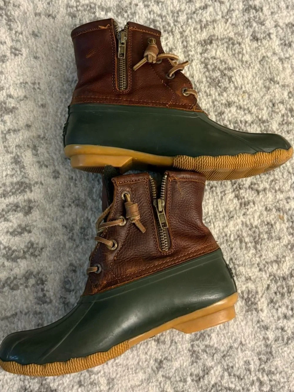 Size 5 Womens Sperry Brown & Green Duck Boots